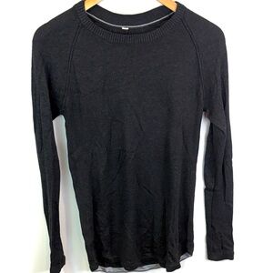 Lululemon ‘Hello Aloe’ Black/charcoal Long Sleeve Lightweight Knit Top size S